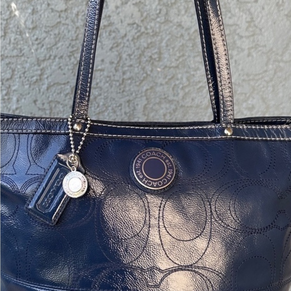 Gorgeous!!!!Coach Blue Tote Bag with Embossed Pattern.  Amazing quality.